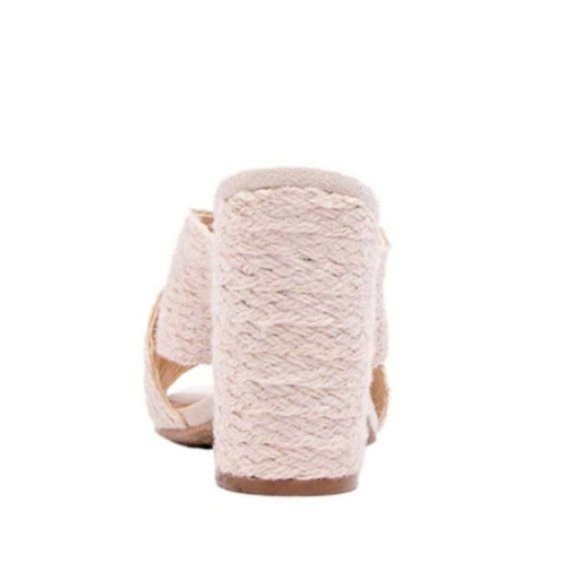 !! NEW !! Espadrille Block Heel Mules in Cream - Picture 4 of 9